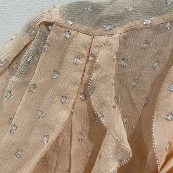 Rebecca Taylor Pink Silk Metallic Dot Clip Top - Picture 7 of 10